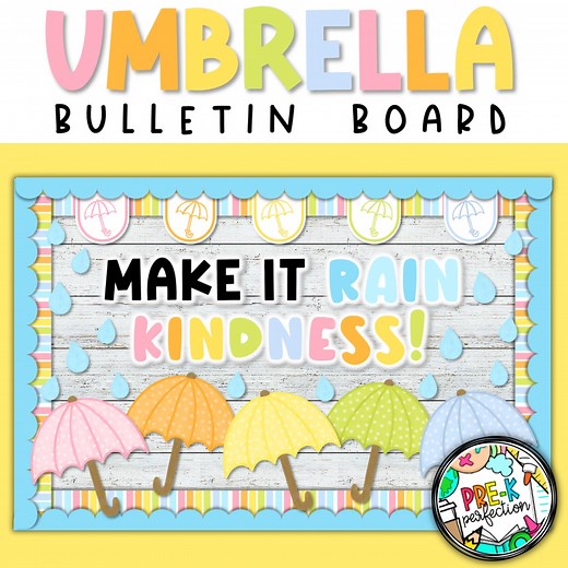 Spring Showers Bulletin Board Kit: Umbrellas & Raindrops (digital Download) - Etsy