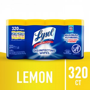Lysol® Disinfectant Wipes Bundle, Multi-Surface Antibacterial Cleaning Wipes, Lemon and Lime Blossom, 80 Count Each(Pack of 4)