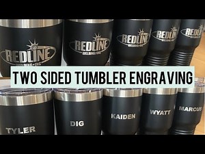 Setting up for a two sided tumbler engraving on a Co2 laser