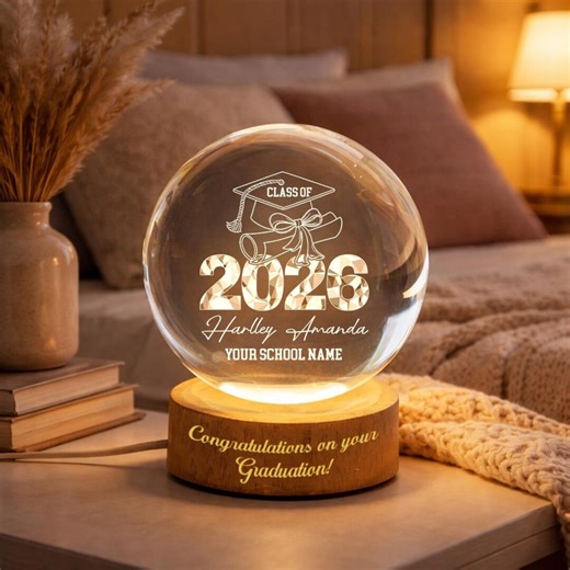 Personalized Graduation Gift, Class of 2026 Crystal Ball Night Light, Graduation Day, Graduation Gift for Senior Congrats on Your Graduation - Etsy