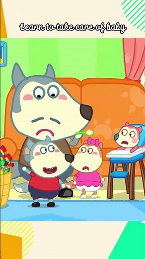 Wolfoo and Kat learn to take care of baby #babycaresong #shorts