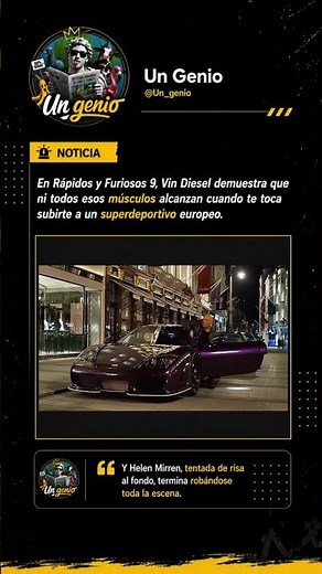En “Rápidos y Furiosos 9” (2021), Vin Diesel apenas entra en un auto deportivo. 😂