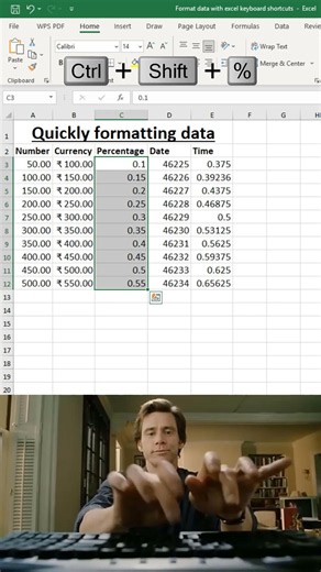 Format data with excel keyboard shortcuts 🤯 #exceltips #spreadsheets #office