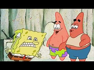 Patrick, Janet and Marty laughing at Spongebob but it's widescreen