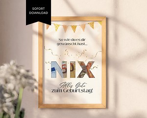 Geldgeschenk Geburtstag, Nix Poster, Nichts Geld Geschenk Geburtstagsgeschenk, Digitaler Download - Etsy.de