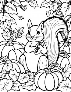 Autumn Coloring Pages Printable | 19 Fall Squirrel, Pumpkin, Leaves - Etsy UK