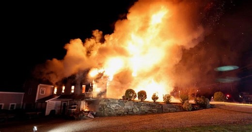 Gas tanks explode in "huge fireball" as historic Bridgewater home goes up in flames