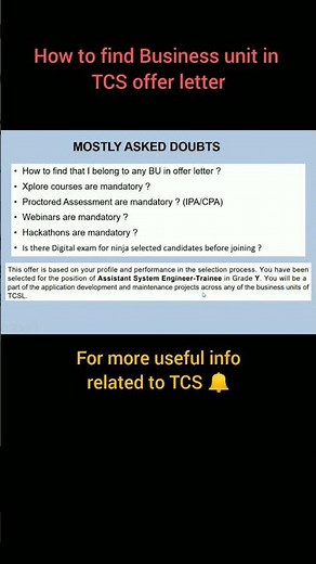 How to find Business unit in TCS offer letter #2023