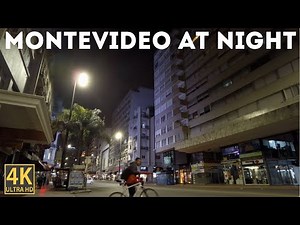 Montevideo, Uruguay Night Walk (4K)