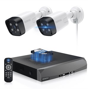 《2-Way Audio & 100ft Night Vision》OHWOAI Wired Outdoor 4K Ultra 8.0MP POE Security Camera System.