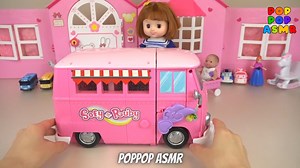 Pink Camping BUS and Baby doll toys picnic | Pop Pop ASMR