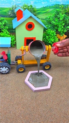 😱 Real Working Mini Tractor Making Cement Pillar | Amazing DIY Construction Machine 🚜 #shorts