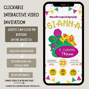 Barney Birthday Invitation: Purple Dinosaur Party, Printable Digital File - Etsy