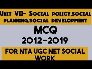 MCQ- Social policy, social planning, social development