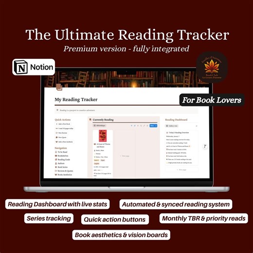 Notion Reading Tracker Template | Ultimate Book Planner, TBR, Series Tracker (digital Download) - Etsy