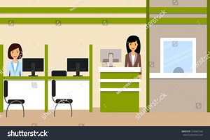 Interior Bank Bank Employees Workplace Vector Stock Vector (Royalty Free) 370067546 | Shutterstock
