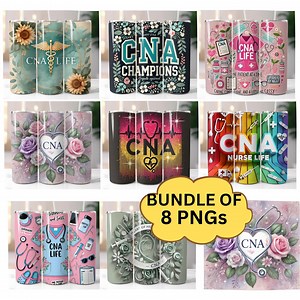 CNA Nurse Tumbler Wrap Bundle: 8 Sublimation PNG Designs (digital Download) - Etsy