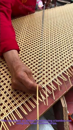 Handweaving Bamboo Mats: Traditional Bamboo Craft in Progress