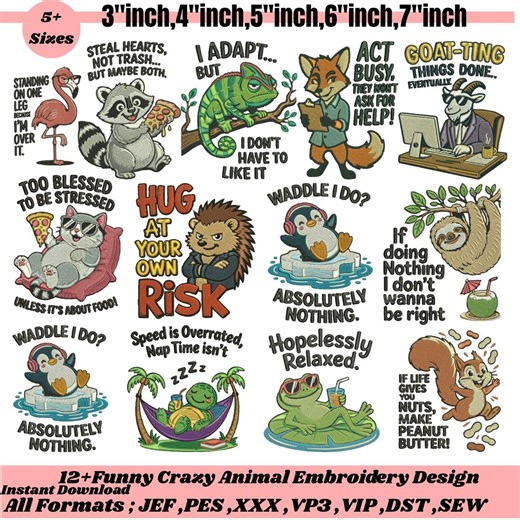 Animal Hand Machine Embroidery Design Bundle Baby Animals Embroidery Design Pet Embroidery Safari Animal Embroidery Pes File5 sizes Download - Etsy