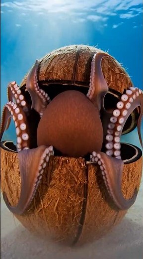 Smart Octopus Uses Coconut Shell to Hide 🐙🥥 | Incredible Ocean Intelligence #Shorts #aivideo
