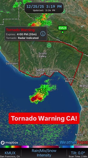 Tornado Warning for Central Santa Cruz County
