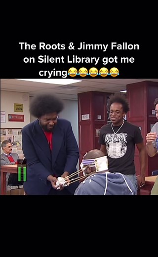 Quest laughing is comedy in itself.😂😂😂 #theroots #jimmyfallon #questlove #blackthought #silentlibrary #mtv #funnyvideo #comedy #hilarious #viral #fypシ #foryou