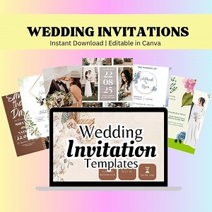 Wedding Invitation Templates 50  Designs,with Freebies, Instant Download, Editable in Canva, With PLR - Etsy