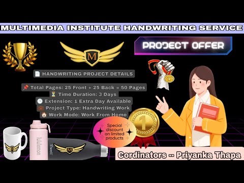 Multimedia Institute Handwriting Job || Work From Home ||