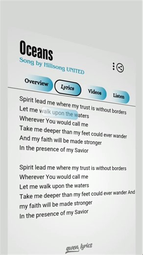 Oceans..🎶🎵🎧 Song Lyrics No copyright