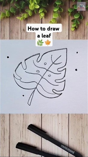 Part 1🍁🌿"Watch This Tropical Leaf Come Alive… how to draw a leaf 🍁🌿 ✨#drawing#leafdrawing#shorts