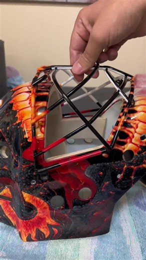 Custom Cage Painting on Markstrom's Calgary Flames Goalie Mask