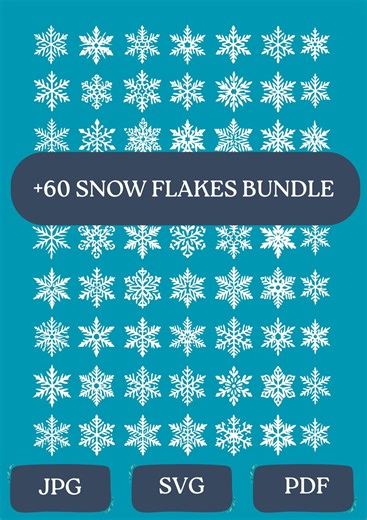 Snowflake Bundle,  60 Winter Snowflake Designs, Digital Download SVG PNG PDF - Etsy
