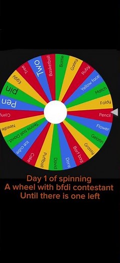 Day 1 of spinning a wheel with bfdi contestants until there is one left