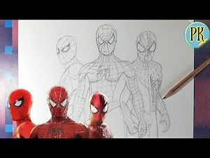 How To draw Spiderman together (Tobey Maguires, Andrew Garfield, Tom Holland) outline tutorial