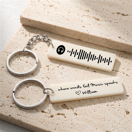 Personalized Music Code Keychain: Scannable Song Keyring Key, Couple Gift, Custom Lyric Keychain Acrylic Gilf Friend, Couple - Etsy