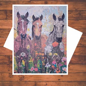 Embossed Wild Horses Notecard Set: Floral Meadow Blank Cards - Etsy