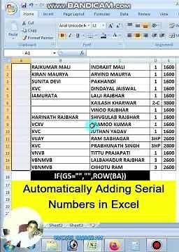 Automatically Adding Serial Numbers in Excel #excel #exceltips
