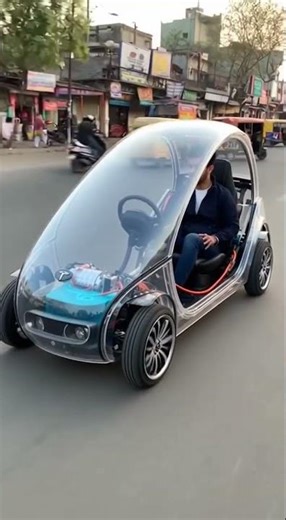 Tesla Mini 1-Seater 🚗 Fully Transparent Car?! Future EV Shock 😱 #Tesla #MiniCar #FutureEV