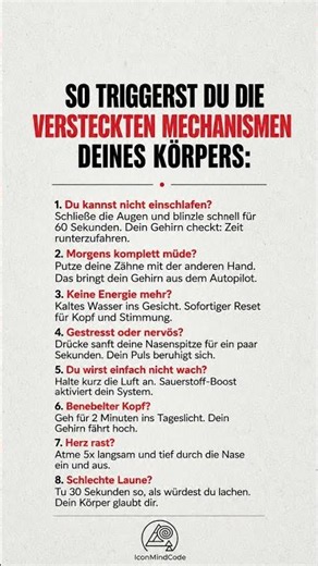 Mit DIESEN 8 Körper-Tricks kontrollierst du dein Gehirn sofort! 🧠⚡#gesundheit #achtsamkeit #hacks