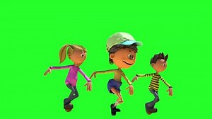 Animated Cartoon Children Running On Green Stock Footage Video (100% Royalty-free) 27317905 | Shutterstock
