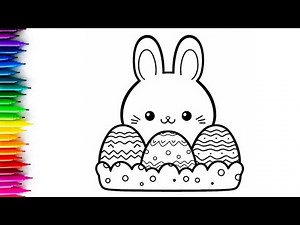 How To Draw Easter Bunny with Eggs | Easter Bunny Drawing | Easter Bunny