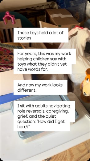 Helping people find language for what hurts still matters at every age.💚💜 I began sitting with adults many of them parenting their children and supporting their parents who also didn’t have words for what they were carrying. Different clients. Same work. Helping people make sense of big feelings, complicated relationships, and changing roles. This wasn’t an abrupt ending. It was a pivot earned, intentional, and deeply personal.💚💜 #sandwichgeneration #agingparent #caregiversupport #caregiver 