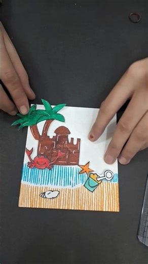Diy😍Beach ⛱️ card idea #easy #art #viralvideos #youtubeshorts😘