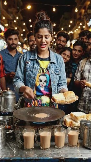 Desi Girl Making Chai & Bun Maska | Mumbai Street Food Classic ☕🔥 #chai #bunmaska #streetfood