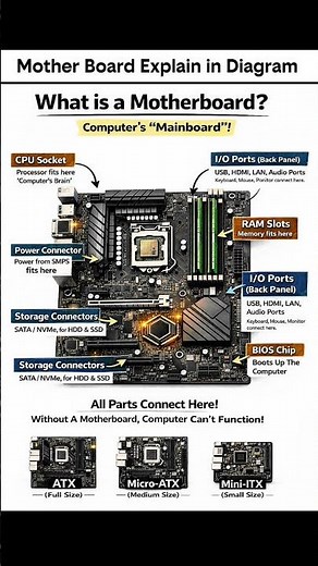 MotherBoard Diagram Explain !! #shorts#ytshorts#computerknowledge#techshorts#learnwithme
