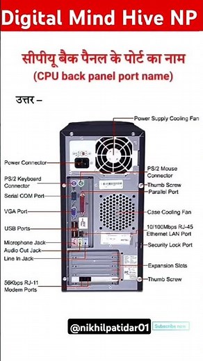 CPU Back Pannel Part Name #cpu #pannel #youtubeshorts #gk #cybersecurity #tmkuc