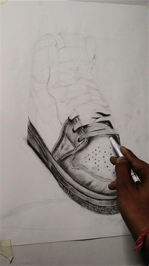 realistic shoes drawing 👟#shorts #realsticsketch #charcoaldrawing