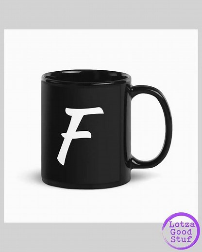 Personalized Letter F Black Glossy Mug
