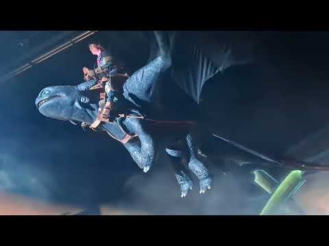 Toothless takes flight at The Isle of Berk, How to Train your Dragon Portal, Epic Universe