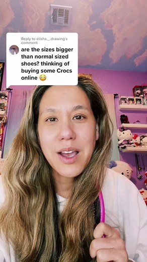 Replying to @elisha._.drawing IMO they run large and wide. I would size down. #hellokittycrocs#hellokitty#crocs#hellokittyhunter#sanrio